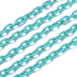 ABS пластиковые кабельные цепи, овальные, голубой, 13.5~14x8x2 мм, 14.9 дюйм ~ 15.35 дюйма (38~39 см) / нить
