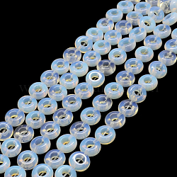 Donuts hebras de perlas opalite, 10x4~5mm, agujero: 1 mm, aproximamente 20 pcs / cadena, 7.8 pulgada