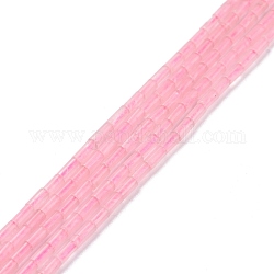 Granos naturales de abalorios de cuarzo rosa, columna, 3.8~4.3x2.4mm, agujero: 0.9 mm, aproximamente 87 pcs / cadena, 14.88~15.12 pulgada (37.8~38.4 cm)