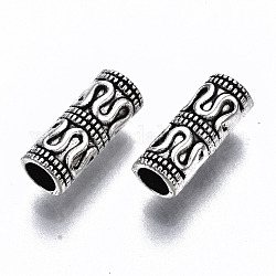 Perles en alliage de style tibétain, sans plomb et sans cadmium, colonne, argent antique, 10x4mm, Trou: 2.5mm, environ 3330 pcs/1000 g