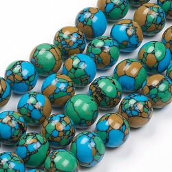 Chapelets de perles en turquoise synthétique, teinte, ronde, colorées, 10mm, Trou: 1mm, Environ 40 pcs/chapelet, 15.55 pouce (39.5 cm)