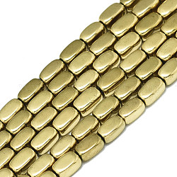 Galvanisieren unmagnetische synthetischen Hämatitkornen Stränge, Rechteck, echtes 18k vergoldet, 3.5x2x2 mm, Bohrung: 0.8 mm, ca. 101~103 Stk. / Strang, 15.75 Zoll (40 cm)