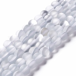 Synthetische Mondstein Perlen Stränge, matt, Runde, Transparent, 8 mm, Bohrung: 1 mm, ca. 43~47 Stk. / Strang, 14.37''~15.08'' (36.5~38.3 cm)
