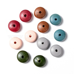 Lackiertem Holz Perlen, Großloch perlen, Rondell, Mischfarbe, 22~23x11 mm, Bohrung: 4 mm