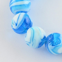 Manuell Murano Glas Perlen, Runde, Deep-Sky-blau, 14 mm, Bohrung: 1~2 mm