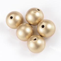 Perles acryliques peintes en aérosol de style mat, ronde, or, 14mm, Trou: 2mm, environ 325 pcs/500 g
