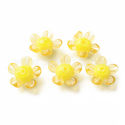 Manuell Murano Glas Perlen, Blume, Gelb, 14.5~15.5x15~16x7~8 mm, Bohrung: 1.5 mm