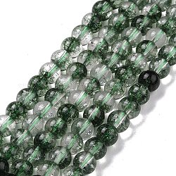 Vidrio craquelado hebras de perlas redonda, verde, 6~6.5mm, agujero: 0.8 mm, aproximamente 67 pcs / cadena, 14.96 pulgada (38 cm)
