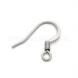 304 Stainless Steel French Earring Hooks, with Horizontal Loop, Flat Earring Hooks, Stainless Steel Color, 14.5x16x2mm, Hole: 2mm, 22 Gauge, Pin: 0.6mm