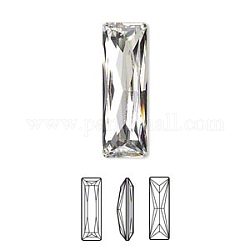 Austrian Crystal Rhinestone Cabochons, 4547, Crystal Passions, Foil Back, Faceted Rectangle, 001_Crystal, 24x8x6mm