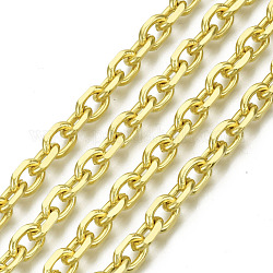 Cadenas de cable de hierro sin soldar, cadenas de corte de diamante, con carrete, dorado, 8.8x6.2x1.7mm, aproximadamente 32.8 pie (10 m) / rollo