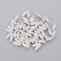Billes en acier à ressort, Perles de bobine, riz, couleur argentée, environ 4 mm de large, Longueur 9mm, Trou: 1mm