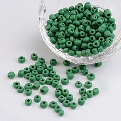 6/0 colori opachi seme di vetro borda rotonda, verde chiaro, misura:circa4mm di diametro, foro:1.5mm, circa 495pcs/50g