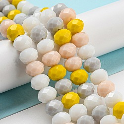 Chapelets de perles en verre, facette, rondelle, jaune, 10x8mm, Trou: 1mm, Environ 63~65 pcs/chapelet, 19.2~20 pouce (48~50 cm)