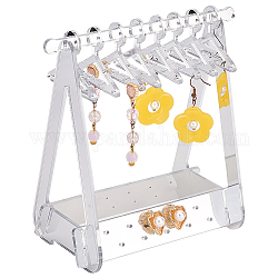 PH PandaHall 52 Holes Earring Organizer with Mini Hangers Coat Hanger Earring Holder Display Stands for Selling Earring Hanging Acrylic Ear Studs Display Rack for Retail Show Exhibition Silver