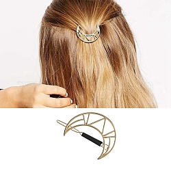 Pasador de pelo geométrico hueco de aleación de luna, declaración del titular de la cola de caballo, accesorios para el cabello para mujeres niñas, la luz de oro, 57x48mm