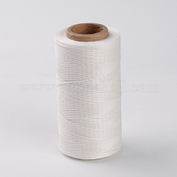 Flach gewachsten Polyester Schnüre, weiß, 1x0.3 mm, ca. 284.33 Yard (260m)/Rolle