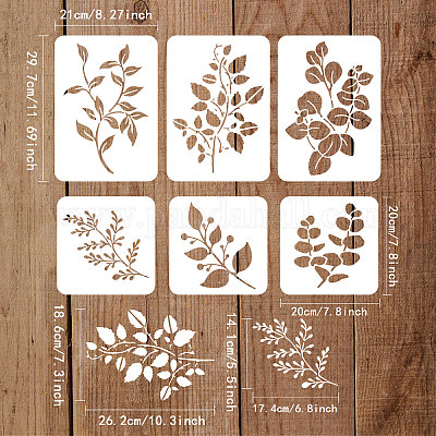 6 pcs Watercolor Leaves Painting Stencil 2 Size Reusable Leaves Drawing  Template Ivy Decoration Stencil Leaf Plants Stencil for Painting on Wall  Wood Furniture Fabric and Paper 