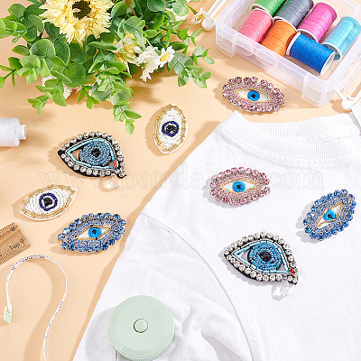 Wholesale FINGERINSPIRE 8PCS Crystal Rhinestone Egypt Evil Eye Patch 4  Style Exquisite Eye Shape Embroidery Sew On Patches Bling Glass Rhinestone  Applique Patch Decoration for DIY Clothes Jacket Backpacks Hats 