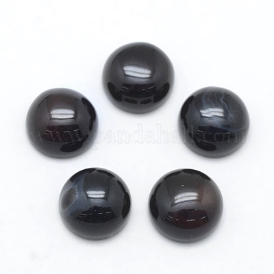 Natürliche schwarze Achat-Cabochons&nbsp;G-E492-H-15-1