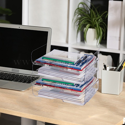 Boîte de rangement de bureau en plastique transparent&nbsp;AJEW-WH0455-281-1