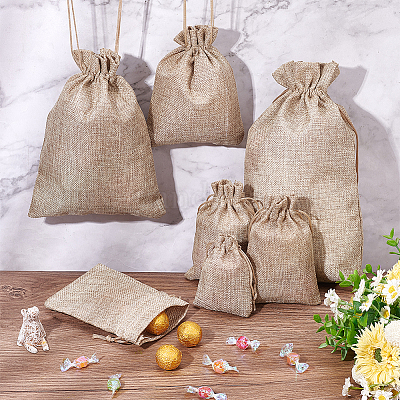 Wholesale NBEADS 40 Pcs 5 Sizes Jute Gift Bags with Drawstring 