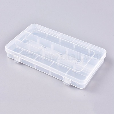 15 Grids Polypropylene(PP) Crafts Storage Boxes, with Adjustable Dividers,  Jewelry Organizer Container, Clear, 17.8x10.5x2.4cm