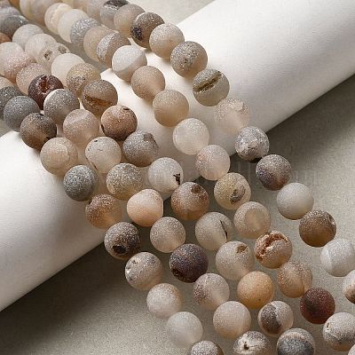 Natürliche druzy Achat Perlen Stränge&nbsp;G-Z098-A01-8mm-1