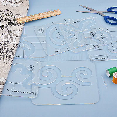 5 Pcs Quilting Ruler Waves Ruler Acrylic Quilting Templates For Machine