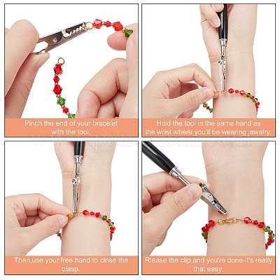 Bracelet Helper Tool - Fastener Helper Tool for Bracelet, Necklace, Jewelry,  Watch - Clasp Helper - Portable, Easy-to-Use, Made of Metal Silver 