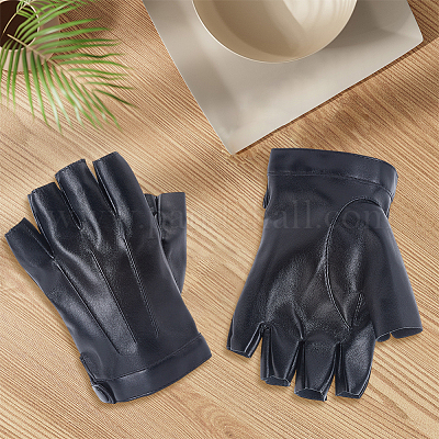 Halbfingerhandschuhe aus PU-Leder&nbsp;AJEW-CL0003-32-1