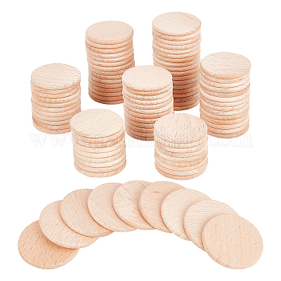 100PCS Unfinished Wooden Circles with Holes Rounds Tags Natural