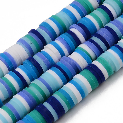 Handmade Polymer Clay Beads Strands CLAY-R089-6mm-102-1