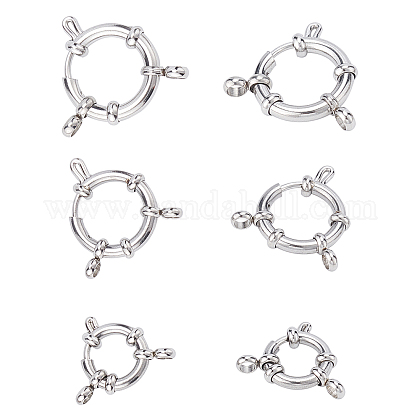 Unicraftale 6Pcs 3 Style 304 Stainless Steel Spring Ring Clasps STAS-UN0026-23-1