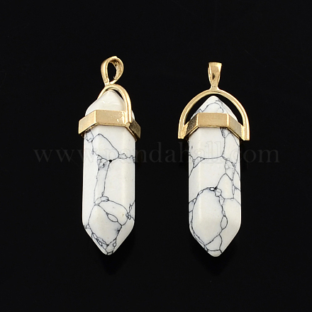 Howlite Stone Pendants with Alloy Findings G-R278-30RG-1