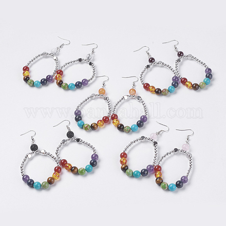 Natural Gemstone Dangle Earrings EJEW-JE02636-1