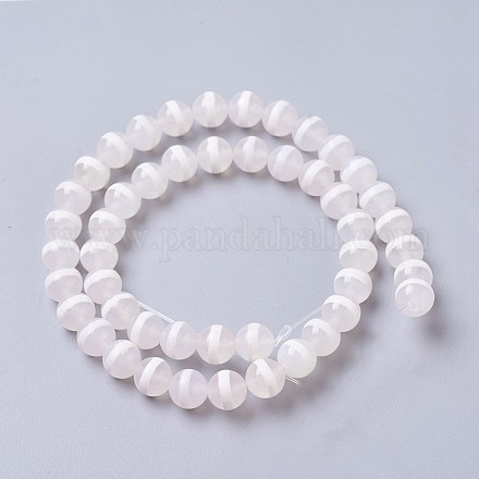 Natürliche tibetische Streifenmuster Dzi Achat Perlen Stränge X-G-P425-03E-10mm-1