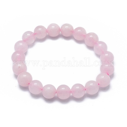 Bracelets élastiques en perles de quartz rose naturelle BJEW-K212-A-045-1