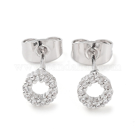 Brass Micro Pave Cubic Zirconia Stud Earrings EJEW-P247-03P-1