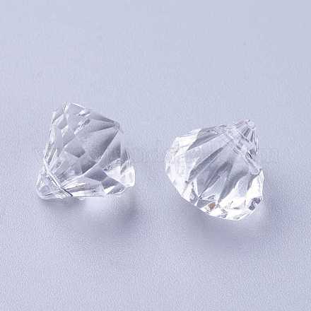 Clear Diamond Shape Faceted Acrylic Charms X-PL511Y-12-1