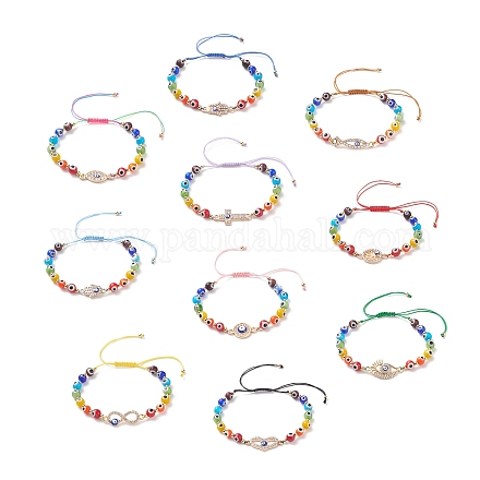 Set di braccialetti con perline intrecciate a lume di malocchio stile 10 pz 10 BJEW-JB08874-1