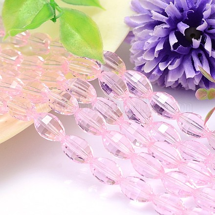 Faceted Oval Imitation Austrian Crystal Bead Strands G-M188-11x8mm-03A-1