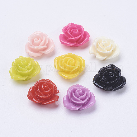 Mixed Resin Flower Cabochons X-CRES-B3434-M-1