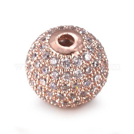 Micro ottone gioielli cz spianare perle tonde zirconi ZIRC-M024-06RG-1