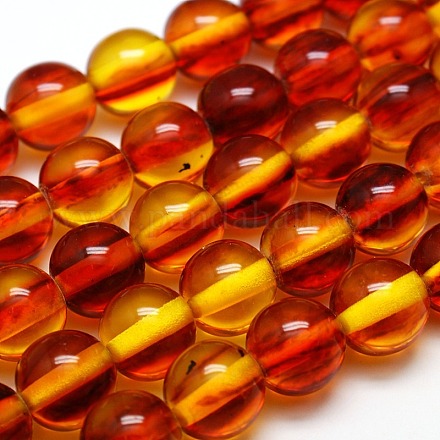 Buddhist Jewelry Beaded Findings Resin Imitation Blood Amber Round Bead Strands RESI-L002-10mm-G010-1