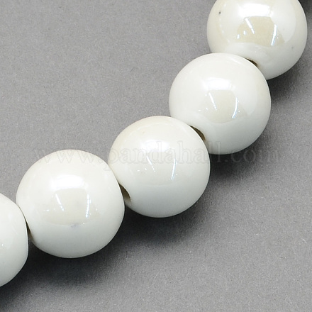 Pearlized Handmade Porcelain Round Beads X-PORC-S489-14mm-01-1