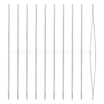 Unicraftale 10 個 4.5 センチメートルビーズ針ステンレス鋼折りたたみビッグアイビーズ針金属ビーズ刺繍針ビーズジュエリーメイキング用 STAS-UN0044-35-1