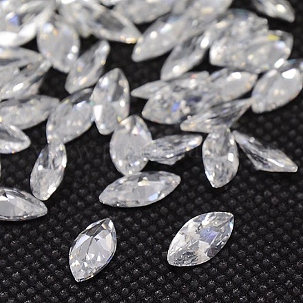 20PCS Clear Grade A Horse Eye Cubic Zirconia Pointed Back Cabochons X-ZIRC-M003-6x3mm-007-1