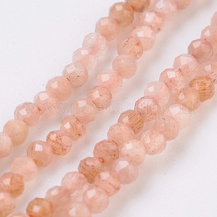 Chapelets de perles de sunstone naturelle naturelles G-F568-055-2mm-1