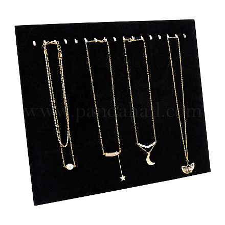 Fingerinspire Halsketten-Anzeigetafel aus schwarzem Samt mit 17 Haken 14.5x11.8x4-Zoll-Halsketten-Display-Halter rechteckiger Halsketten-Display-Ständer Halsketten-Organizer für die Show NDIS-WH0010-02B-1